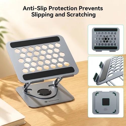 Vista 8 de Yottamaster Soporte ajustable para laptop, soporte de escritorio de Gris
