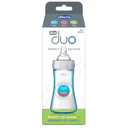 Vista 10 de Chicco Duo - Biberón híbrido, interior de vidrio y exterior de plástico, 9 onzas Gris
