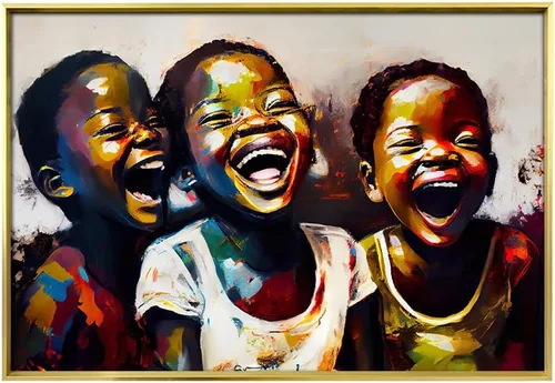 Vista 10 de Turaranusy Póster de arte negro para niños africanos, lienzo para pared, niños bajo la lluvia, para decoración de sala de estar, dormitorio