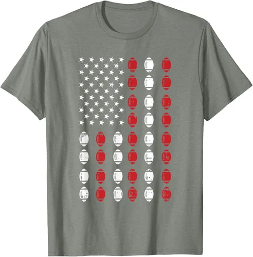 Vista 23 de Camiseta patriótica de jugador atleta del 4 de julio de fútbol americano, Negro