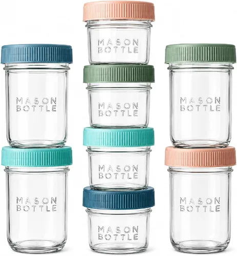 Vista 10 de Mason Bottle Tarros de almacenamiento de leche materna de vidrio con tapas