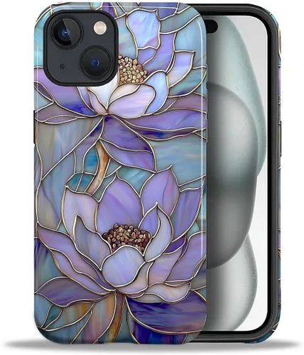 Vista 57 de ZHEGAILIAN Funda para iPhone 11, carcasa dura a prueba de golpes + silicona suave 2 en 1 híbrida, parachoques a prueba de caídas - Vidrio manchado