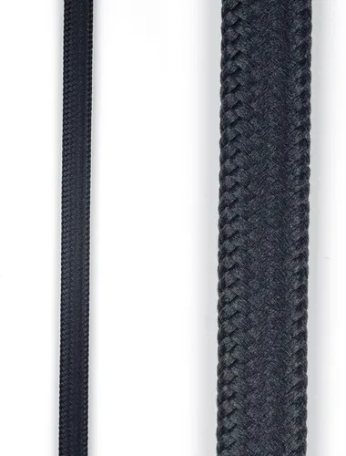 Vista 6 de Globe Electric 22810 - Cable de extensión de tela de 9 pies, 3 salidas polarizadas, enchufe de ángulo recto, 125 voltios, negro, decoración