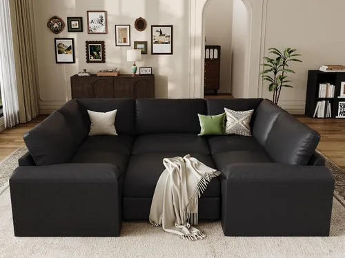 Vista 28 de EASE MOOSE Sofá modular seccional, sofá en forma de U para sala de estar Beige