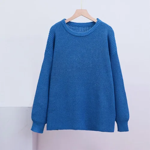 Vista 4 de Suéter de Punto de Manga Larga con Cuello Alto para Mujer, Tops básicos de Color sólido con Cuello Redondo