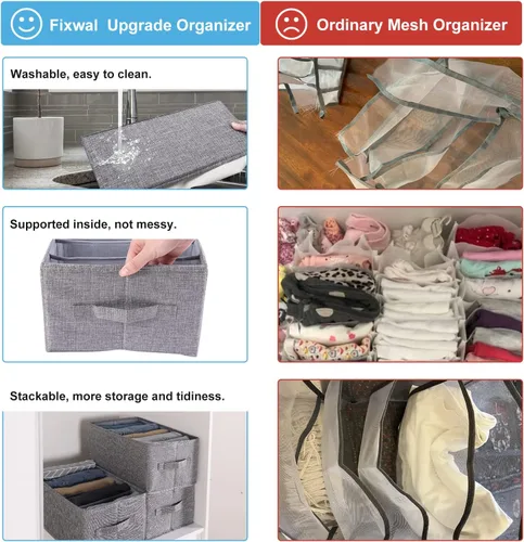 Vista 4 de Fixwal Organizador de ropa plegable para armario, 4 unidades, organizador de jeans para cajón, compartimento lavable, organizadores de armario