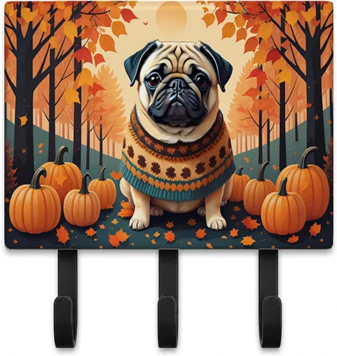 Vista 38 de Affenpinscher - Correa de otoño o llavero Affenpinscher Fall artwork on ceramic tile with three steel hooks for keys, leashes, towels