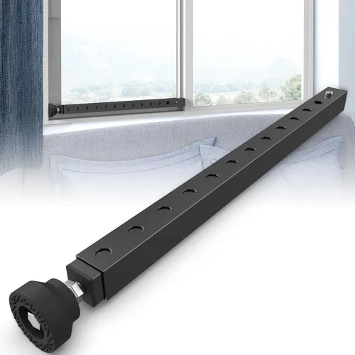 Vista 12 de WooFog Barras verticales de seguridad ajustables para ventana, barra de bloqueo de puerta de vidrio deslizante resistente con patas de goma, tapón