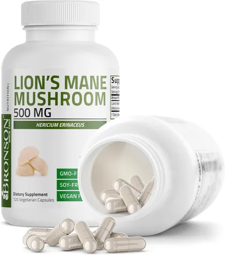 Vista 9 de Bronson Hongos melena de león 500 mg Hericium Erinaceus sin OMG, 60 cápsulas vegetarianas