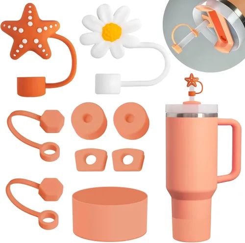 Vista 9 de Cubiertas de pajita Yo-da para pajitas de 7-8mm - 8 piezas, tapas de punta compatibles con vasos Stanley de 40 OZ 30 OZ, tapa superior de silicona