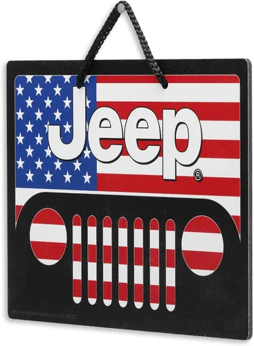 Vista 2 de Letrero de metal para colgar con rejilla y bandera estadounidense, clásico y patriótico para garaje, tienda o cueva de hombre