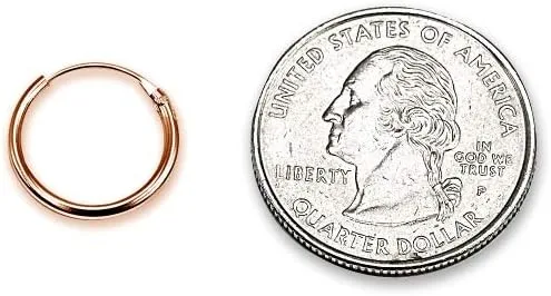 Vista 3 de Juego de 2 pares de aretes de aro unisex de plata de ley con destello de oro rosa, Metal