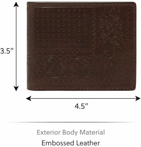 Vista 11 de Fossil Derrick - Cartera plegable de piel con bloqueo RFID y ventana de identificación abatible para hombre