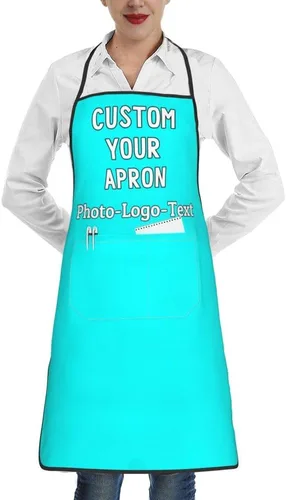 Vista 25 de Delantales personalizados para adultos, delantal personalizado con logotipo de foto, delantal impermeable con 2 bolsillos