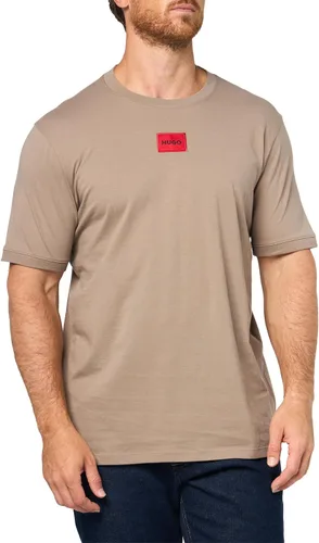 Vista 23 de Hugo Mens Ribbed Crew Neck Regular Fit Center Logo T-Shirt Blanco (Chalk White)