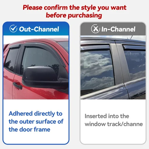 Vista 4 de Viseras de Ventana Protectores de Lluvia para Chevy Silverado/GMC Sierra 1500 Cabina Regular 2014-2018, Deflectores de Viento de Ventilación