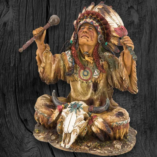 Vista 4 de United Cutlery - Escultura de resina nativo americano Hermosa decoración para el hogar Exquisite Details Plains Indian Culture Vibrantly