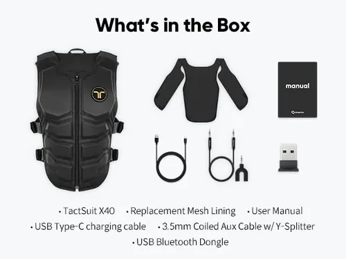 Vista 8 de bHaptics TactSuit X40 Haptic Vest with 40 Vibration Motors for VR with Audio Accessories and Replacement Lining
