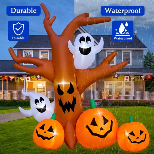 Vista 4 de Seasonblow - Inflable de árbol muerto, de 8 pies, para Halloween con fantasmas y calabazas, decoración, para césped, patio, interior, exterior