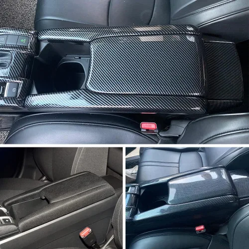 Vista 4 de TKREENO Caja de Almacenamiento para Consola de Brazo Central de Fibra de Carbono, Color, Accesorios de Coche para Interior, para Honda 10ª