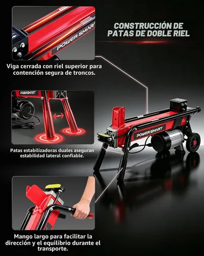 Vista 7 de PowerSmart - Divisor eléctrico de troncos, 7 toneladas, velocidad del motor 3500, 15 amperios, diseño horizontal de haz completo