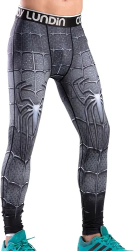 Vista 3 de Red Plume Leggings elásticos de compresión para hombre, pantalones deportivos con estampado de arañas, Multi color, S
