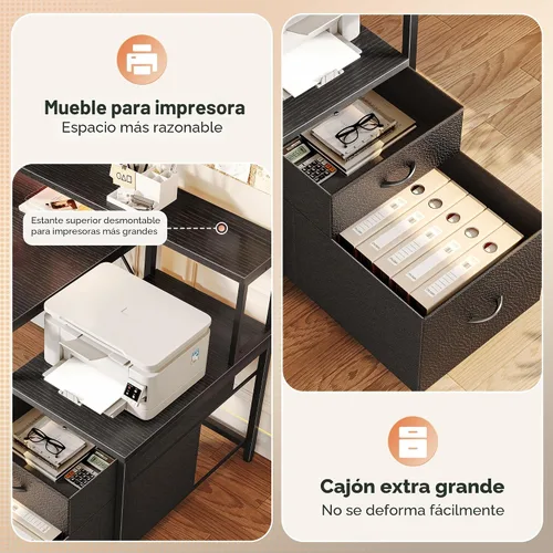 Vista 5 de PRAISUN Escritorio para juegos en forma de L de 66 pulgadas con luces LED y Negro