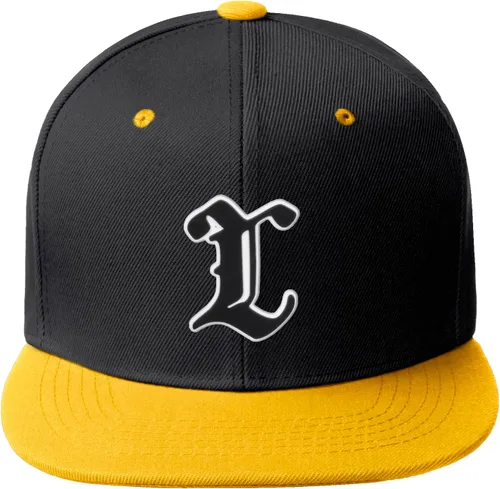 Vista 1375 de Daxton Gorra clásica con visera de billete plano con letras del alfabeto inglés antiguo de la A a la Z