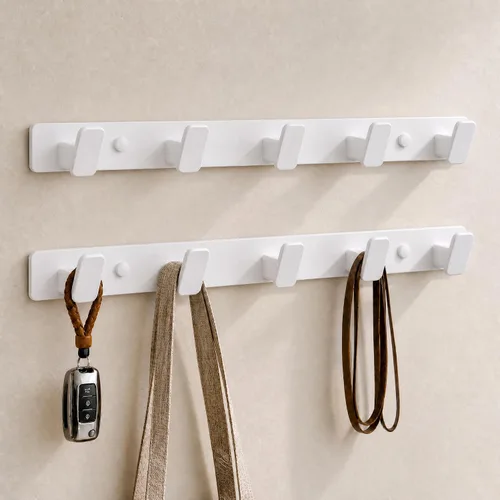 Vista 15 de Black Wall Mount Coat Rack, 5 Wall Hooks For Hanging Key Holder Hat Hooks Negro