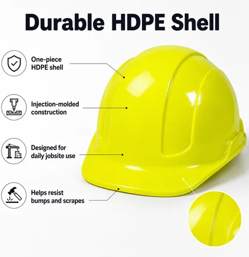 Vista 5 de JORESTECH Casco de Seguridad Duro Naranja de HDPE Estilo Gorra Casco con Suspensión de Trinquete Ajustable de 4 Puntos para Trabajo, Hogar