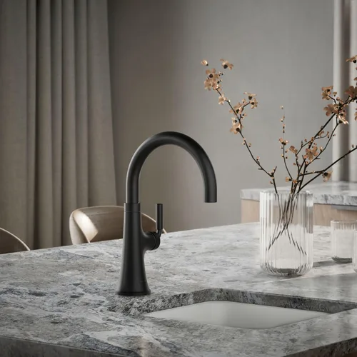 Vista 2 de KOHLER 23767-BL Grifo de tono de barra de cocina de un solo mango, grifo de fregadero de preparación, grifo de barra húmeda, grifo para fregadero