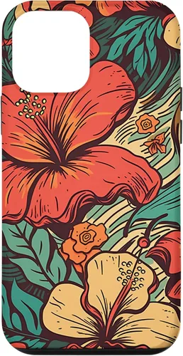 Vista 16 de iPhone 16 Vintage Hawaii Hibiscus Pattern Retro Tropical Hawaiian Case