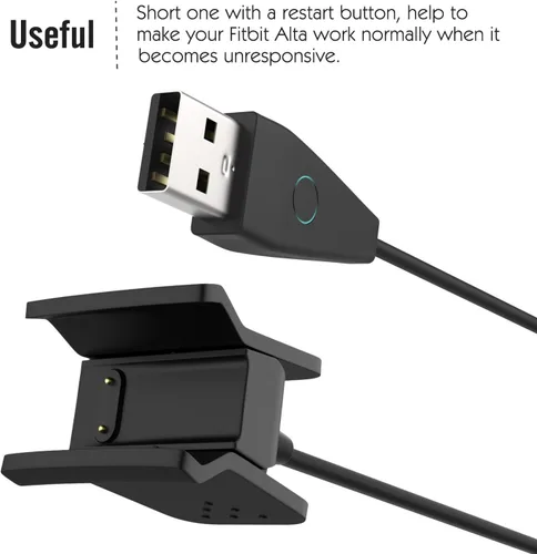 Vista 4 de MoKo Cargador con botón de reinicio compatible con Fitbit Alta HR, cargador USB de repuesto, adaptador de base de carga con cable de 1.8 pies