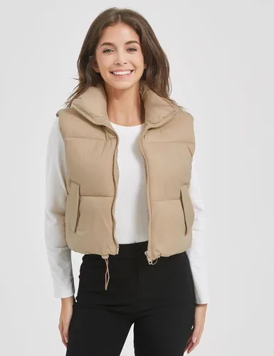 Vista 2 de Kissonic Chaleco acolchado de invierno para mujer, sin mangas, acolchado, ligero, con bolsillos