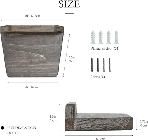 Vista 3 de Freezing point Pequeños estantes flotantes para pared, juego de 2 estantes pequeños de madera natural de 5 pulgadas, decoración de plantas