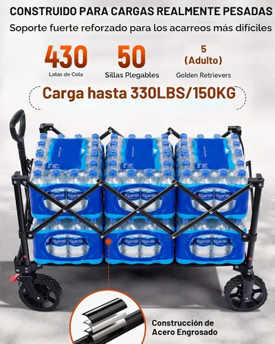 Vista 4 de Hikenture Carros de carros plegables 330LBS, carro plegable resistente