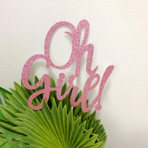 Vista 8 de Decoración de pastel rosa con purpurina de Oh Girl, decoración de pastel de baby shower para It'a A Girl Baby Shower Baby Shower Cake Party
