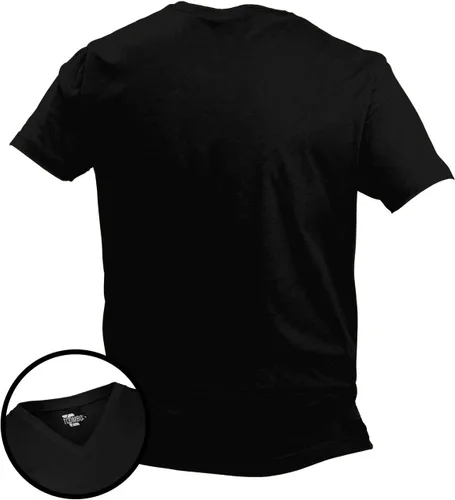 Vista 2 de Camiseta unisex con cuello en V con cruz angustiada, cristiano religioso