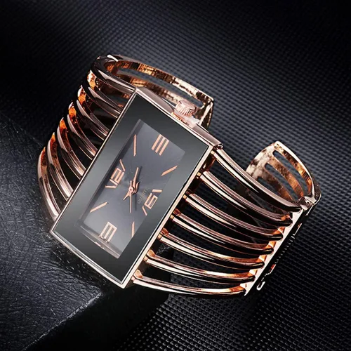 Vista 3 de Relojes de pulsera de moda para mujer, reloj de pulsera analógico de cuarzo con esfera rectangular de lujo, regalos para mujer