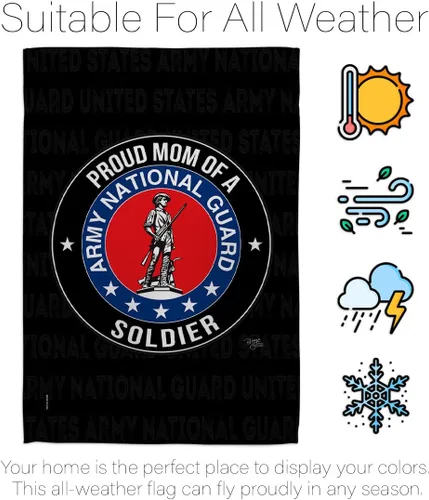 Vista 6 de Bandera de jardín con texto en inglés «Army Proud Mom Soldier» – Guardia Nacional de las Fuerzas Armadas ANG veterano militar estadounidense