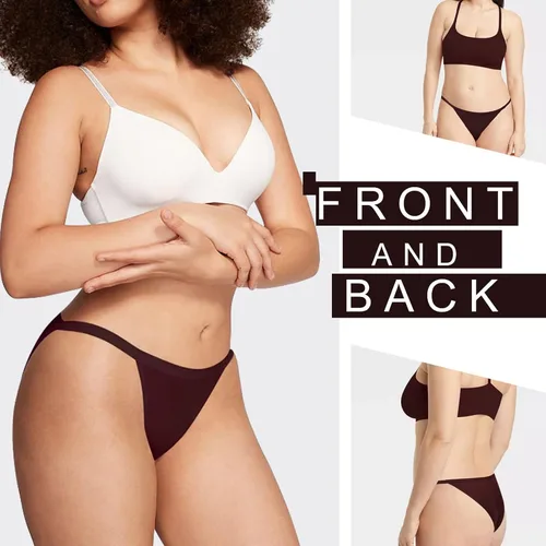 Vista 4 de LEVAO Women's Bikini Panties Cotton Underwear, Plus Size High Cut String Ladies Cheeky Underwear Multipack S-2XL