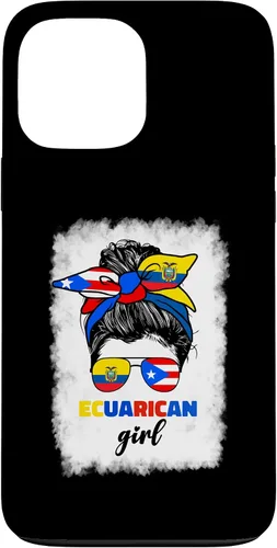 Vista 24 de Funda para iPhone 16, mitad ecuatoriana y puertorriqueña Rico Ecuador Flag Girl Mix