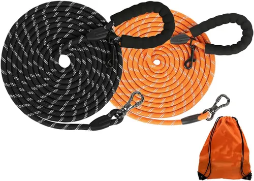 Vista 18 de Correa larga para perros para entrenamiento de 16 pies/20 pies/30 pies/50 pies/100 pies, correa reflectante con gancho bloqueable, cuerda resistente