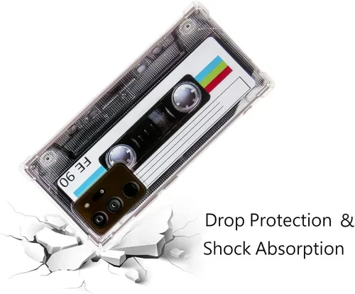 Vista 7 de FAteamll Funda para Galaxy Note 20 Ultra con esquinas reforzadas, TPU suave parachoques retro Cassette Tape Case + protector de lente de cámara