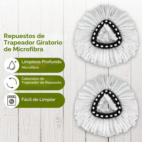 Vista 3 de EasyWring - Juego de 4 cabezales de repuesto para trapeador giratorio, microfibra, compatible con trapeador giratorio triangular, limpieza