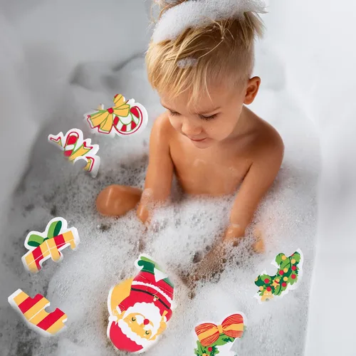 Vista 7 de ArtCreativity Rompecabezas de Navidad para bebés – 9 rompecabezas – Juguetes de Navidad EVA para bebés que flotan en el agua – 9 diseños