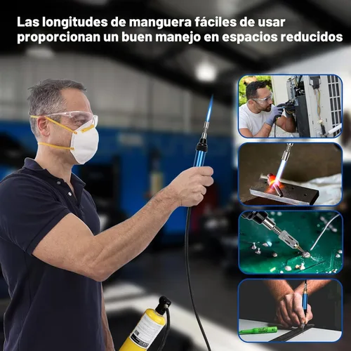 Vista 5 de BLUEFIRE Kit de Antorcha de Soldadura Mini Lápiz de Gas MAP/MAPP de 3' con Manguera Multifunción Antorcha de Propano con Encendedor de Pedernal