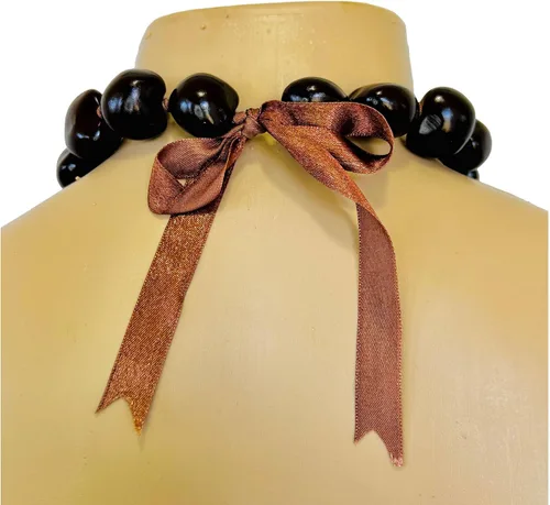 Vista 3 de Zero Gravity Hawaii Hawaiian Jewelry - Gargantilla de nuez Kukui marrón de 20 pulgadas con concha de opihi en madera de koa, tortuga honu, Shell, No