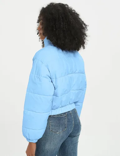Vista 5 de Winter Jackets for Women Winter Long Sleeve Zip Short Women Crop Puffer Jacket Warm Spliced Jackets Cropped