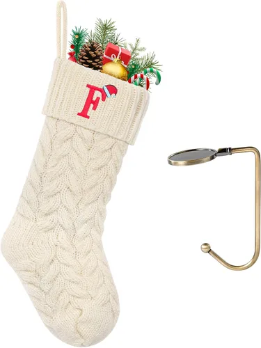 Vista 33 de Botas de Navidad personalizadas, iniciales personalizadas, 18 pulgadas, botas de Navidad tejidas con letras para colgar en la chimenea, botas